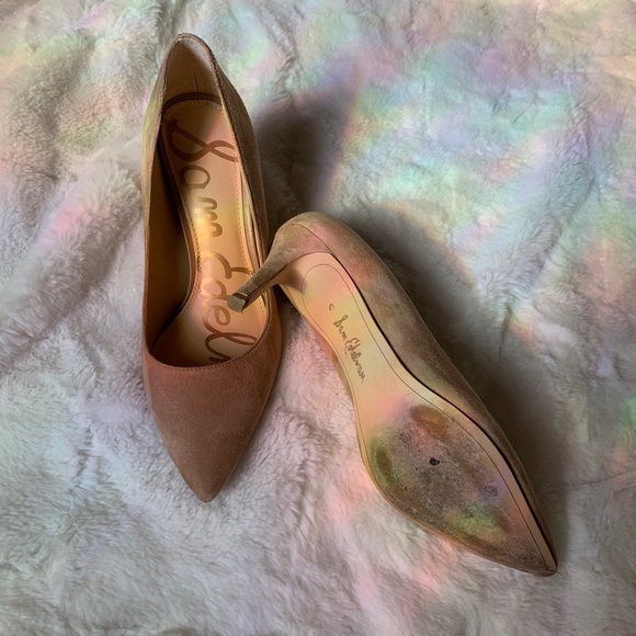 Sam Edelman Nude Suede Heels - Picture 3 of 5